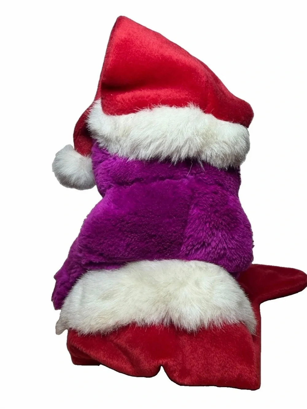 Barney Holiday Plush with Santa Hat and Red Stocking